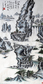潘长春作品5《奇峰图》68x137cm 2007年